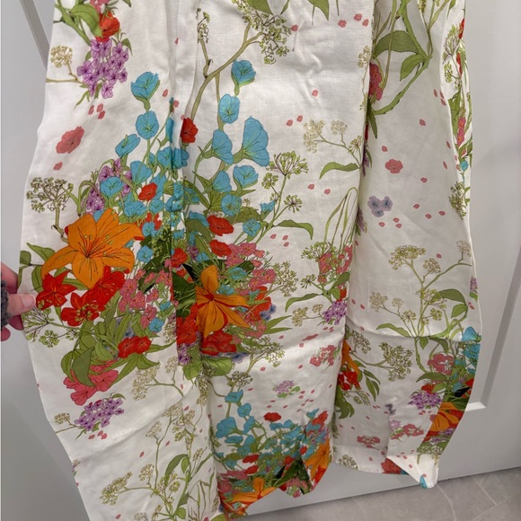 & Other Stories Floral Ruffle Linen Midi Dress Size 8 - Picture 11 of 12